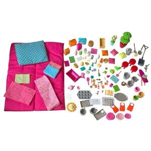 Lot of Li'l Woodzeez Furniture Accessories Linens Blankets